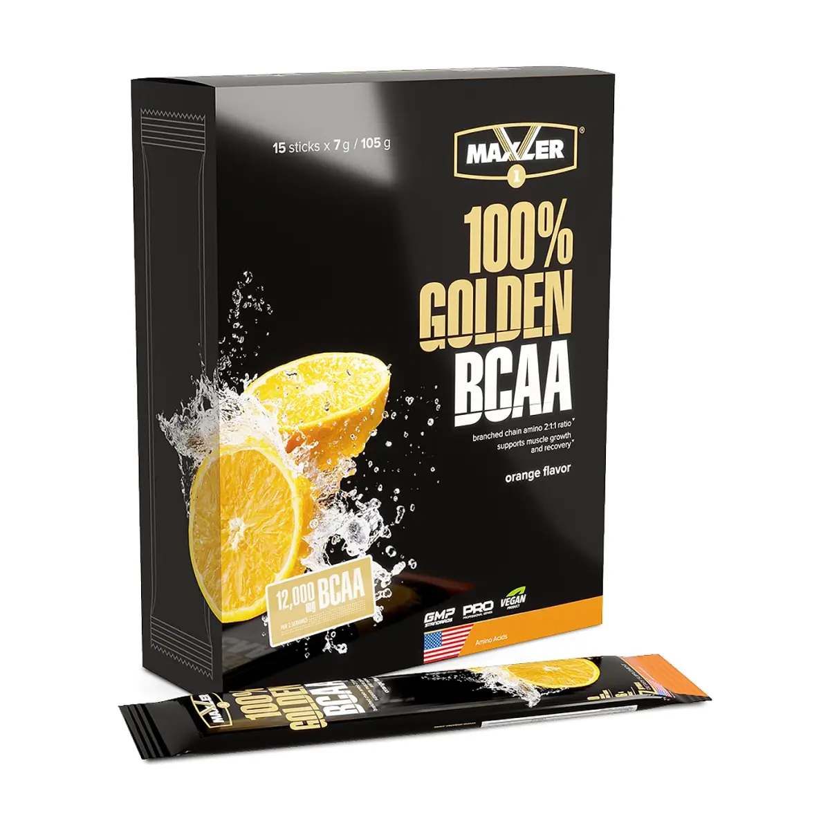 Maxler 100% Golden BCAA, Orange, 210 г, Аминокислоты