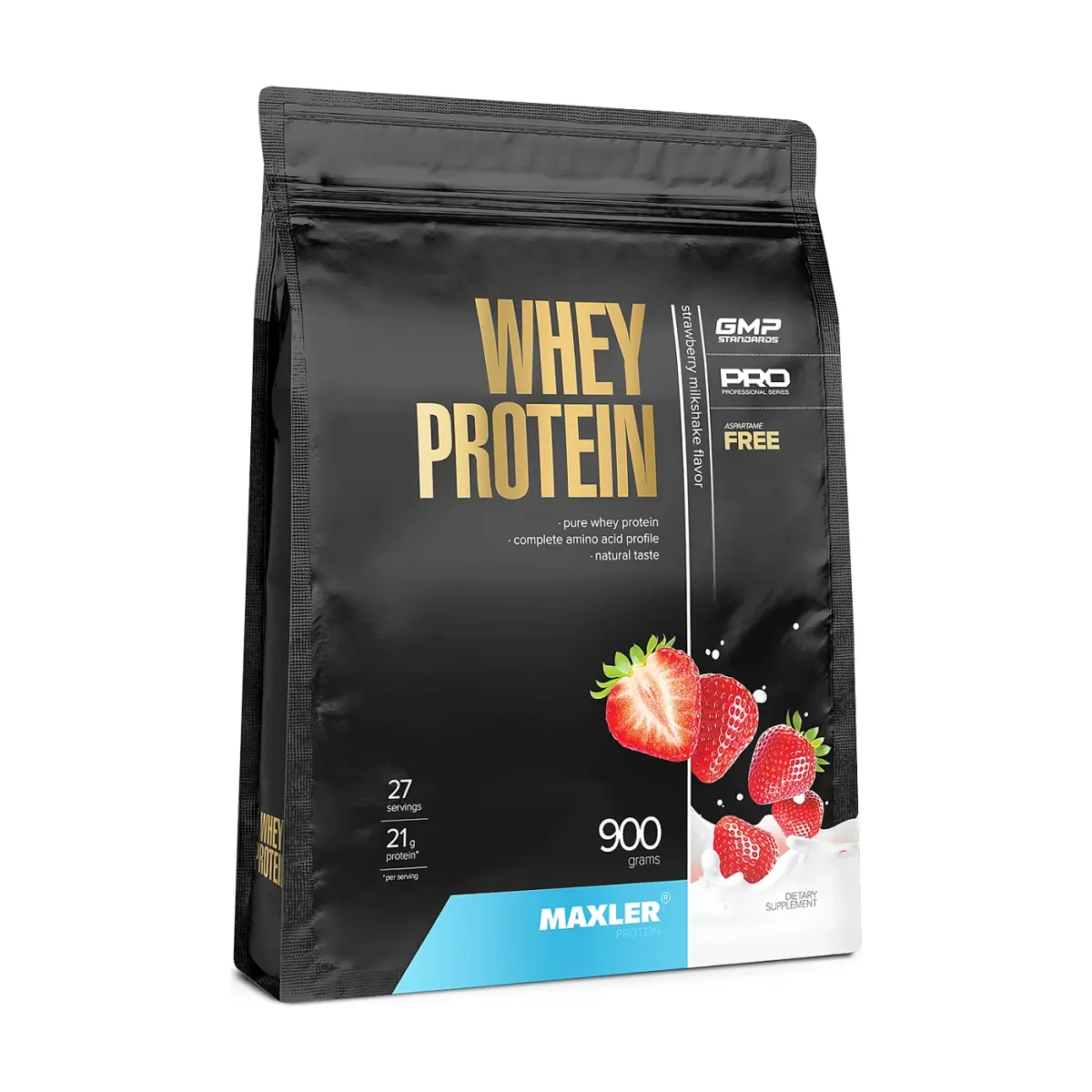 Maxler 100% Golden Whey Protein, Strawberry Banana, 2268 г, Протеин
