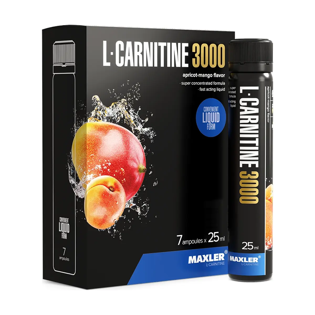 Maxler L-Carnitine 3000, Манго, 14x25 мл box, Май жағушылар