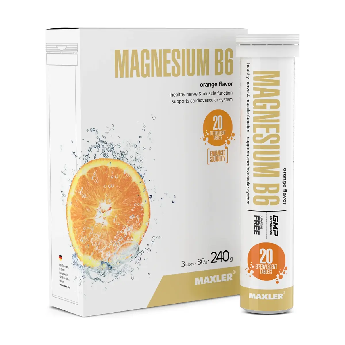 Maxler Magnesium B6 Effervescent Tablets, Citrus, 3 x 20 таб, Витаминдер
