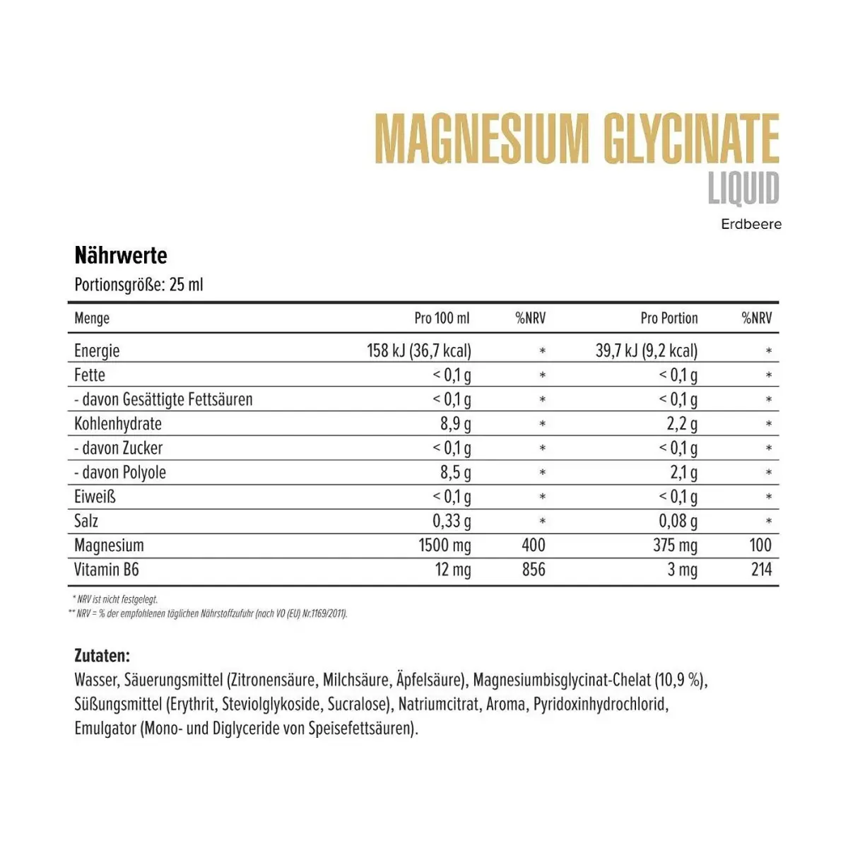Maxler Magnesium Glycinate Liquid, Strawberry, 14x25 мл box, Энергетиктер, предтрен