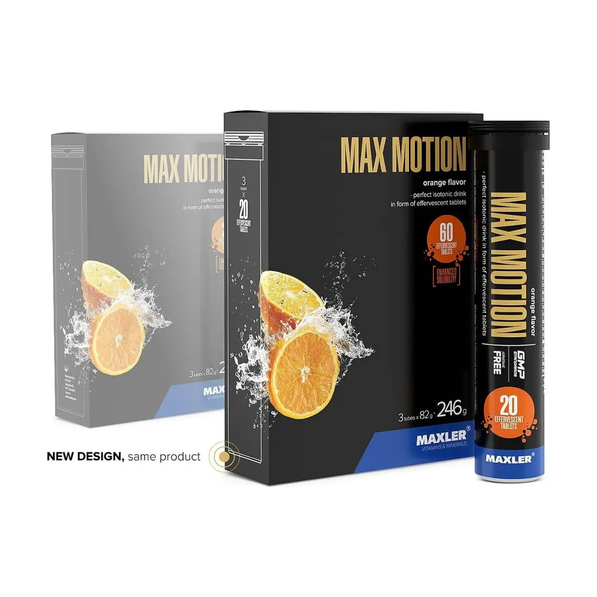 Maxler Max Motion Effervescent Tablets, Orange, 12 tubes*20 eff.таб, Энергетиктер, предтрен