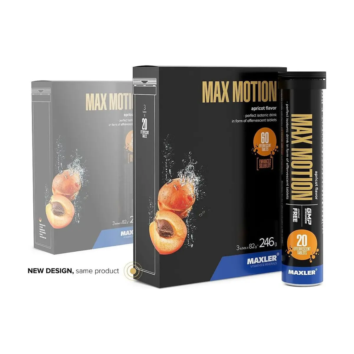 Maxler Max Motion Effervescent Tablets, Apricot, 12 tubes*20 eff.таб, Энергетиктер, предтрен