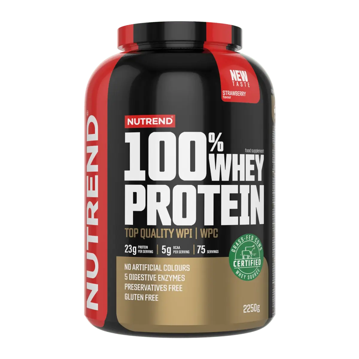 Nutrend 100% WHEY PROTEIN, Клубника, 2250 г, Протеин