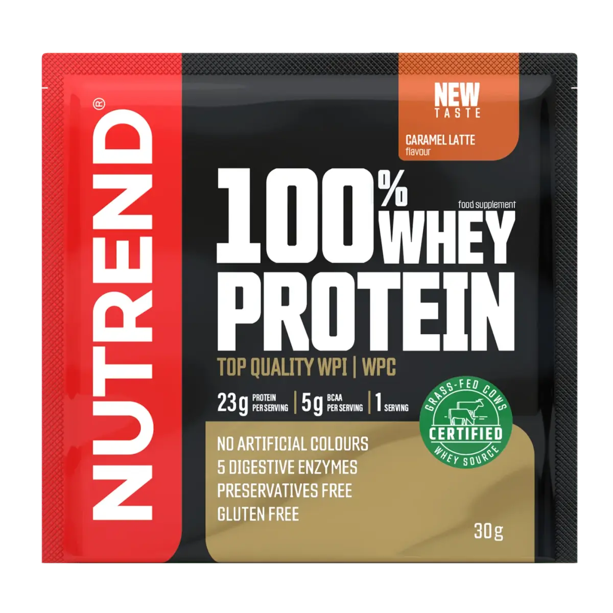 Nutrend 100% WHEY PROTEIN, Карамельный латте, 30 г, Протеин