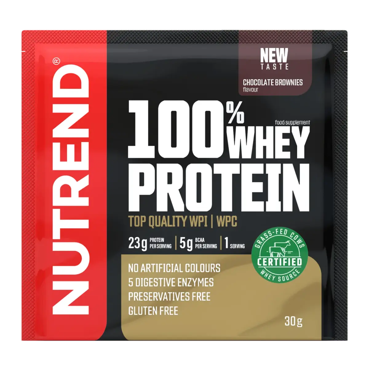 Nutrend 100% WHEY PROTEIN, Шоколадный брауни, 30 г, Протеин