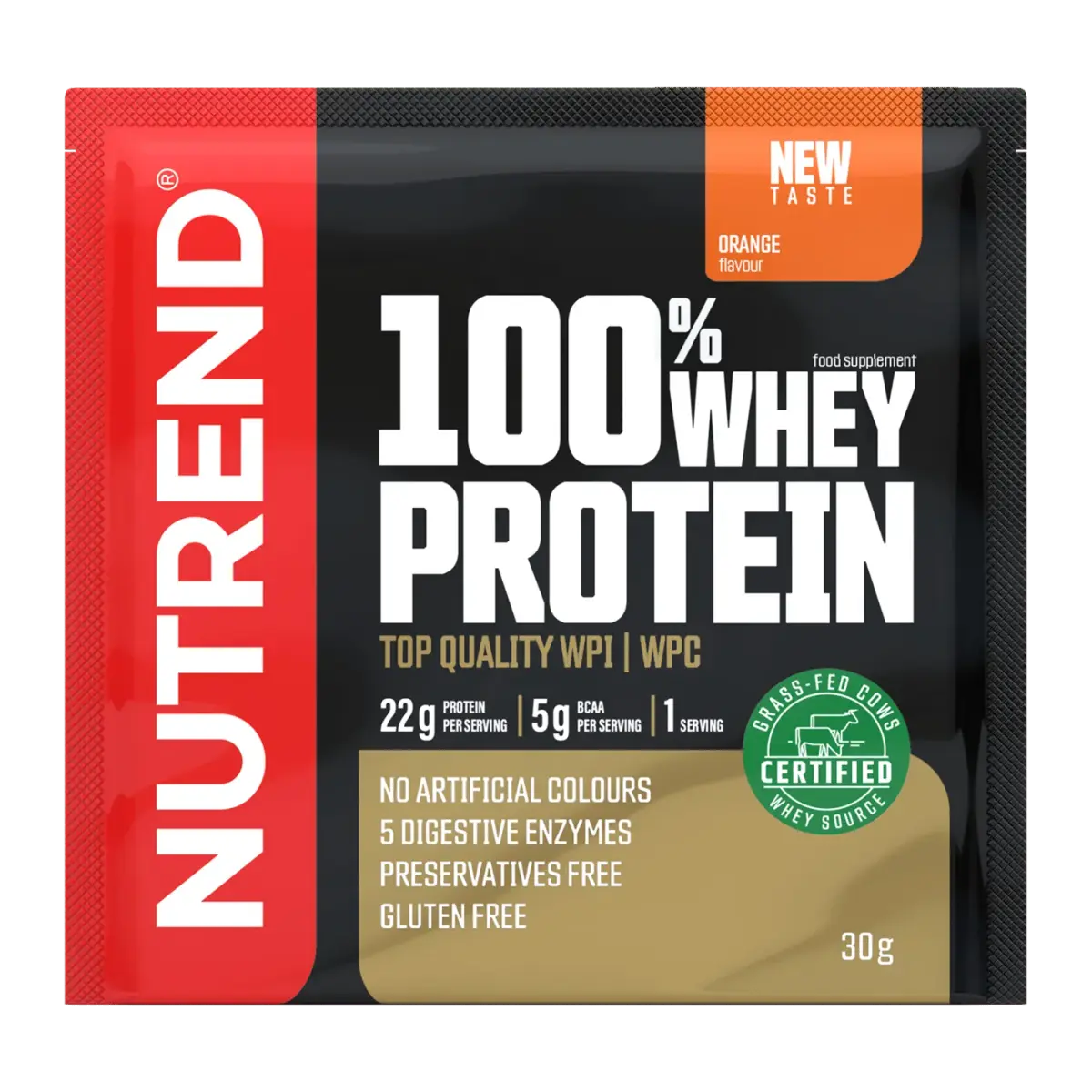 Nutrend 100% WHEY PROTEIN, Апельсин, 30 г, Протеин