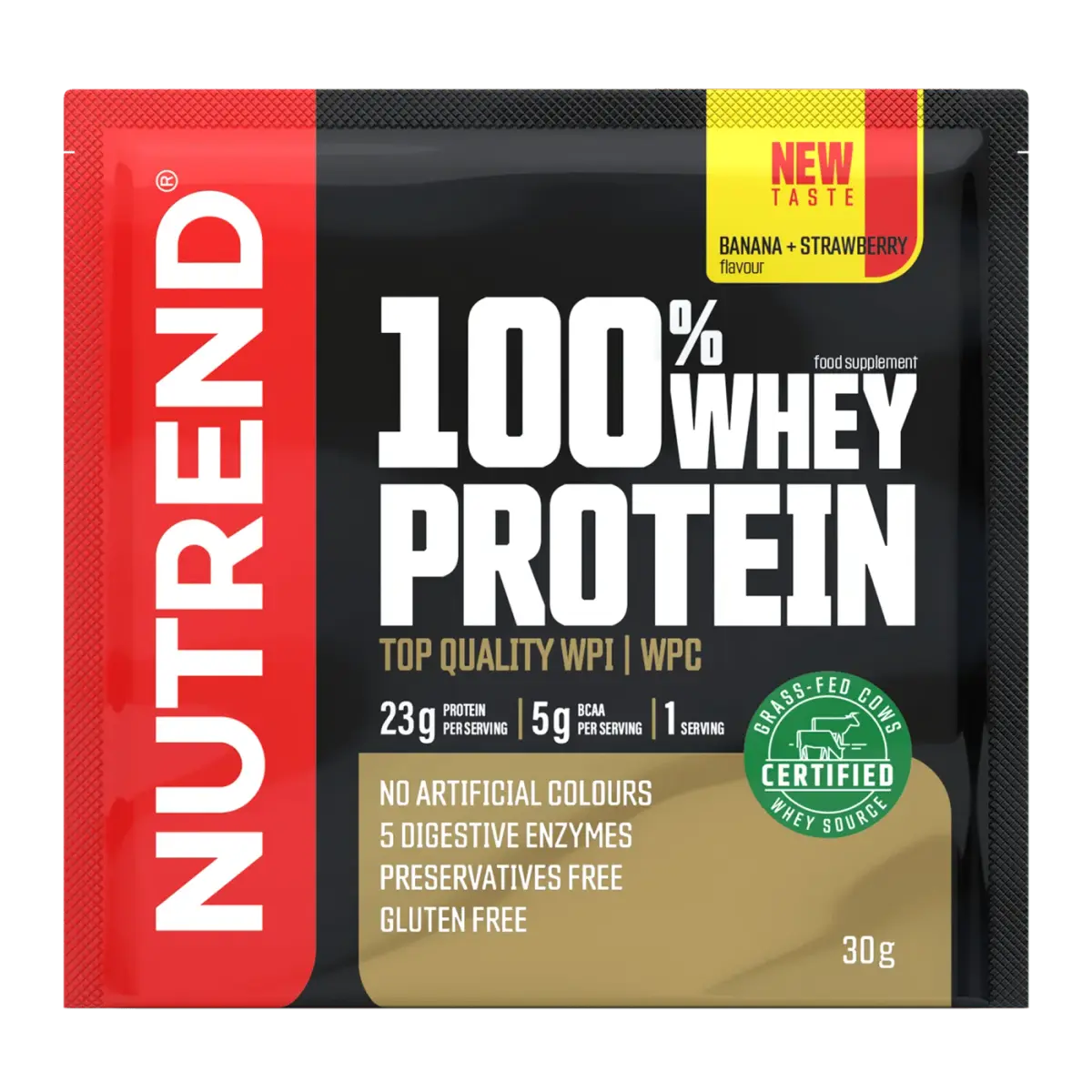 Nutrend 100% WHEY PROTEIN, Клубника, 30 г, Протеин