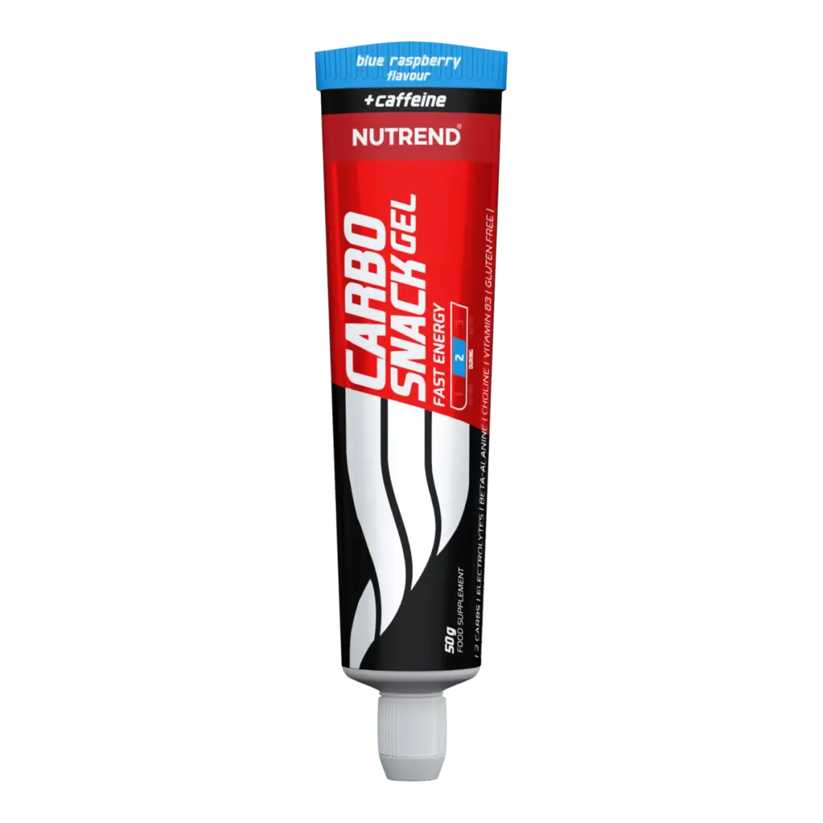 Nutrend CARBOSNACK WITH CAFFEINE tube, Голубая малина, 50 г, Энергетики и предтрен