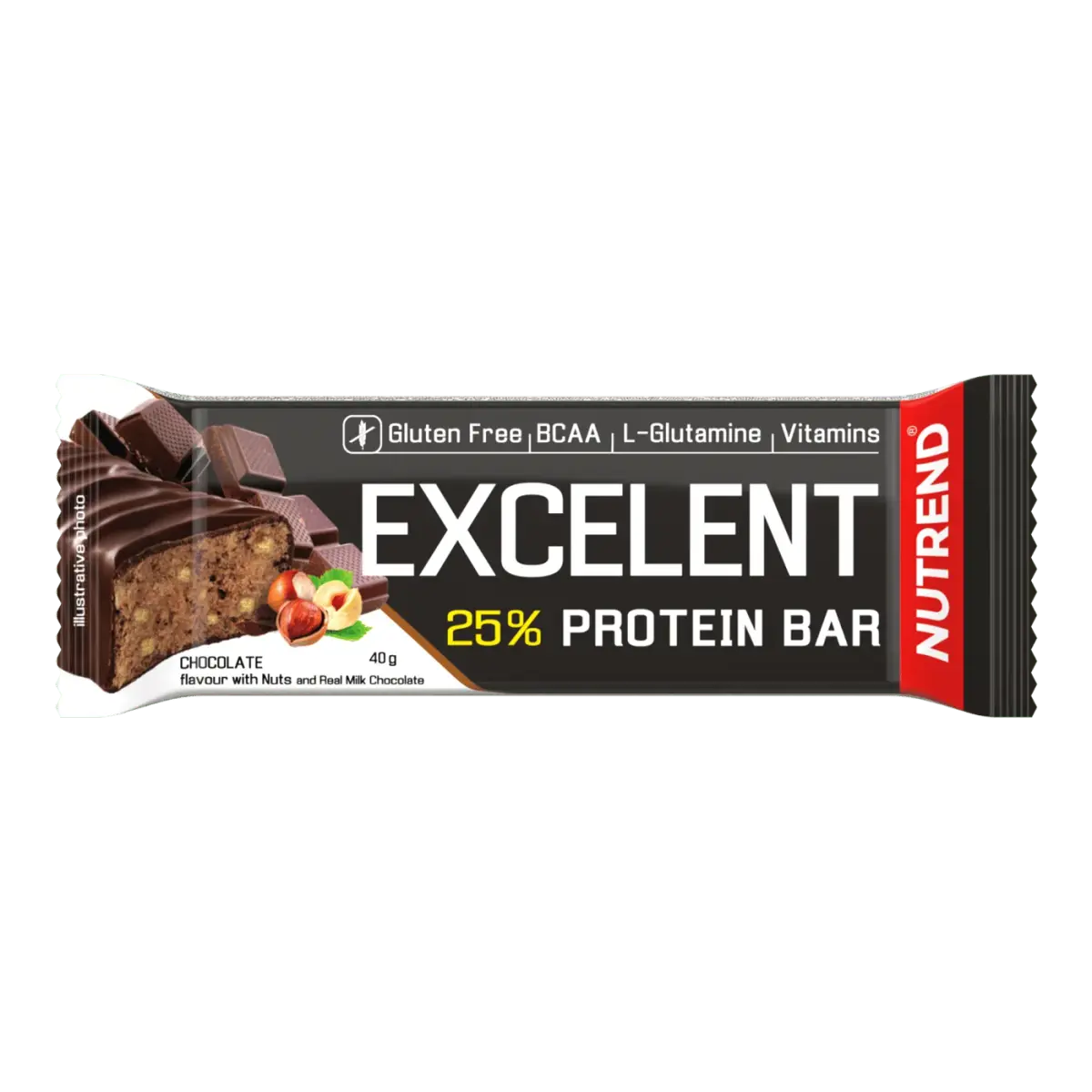 Nutrend EXCELENT PROTEIN BAR, Шоколад с орехами, 40 г, Батончики