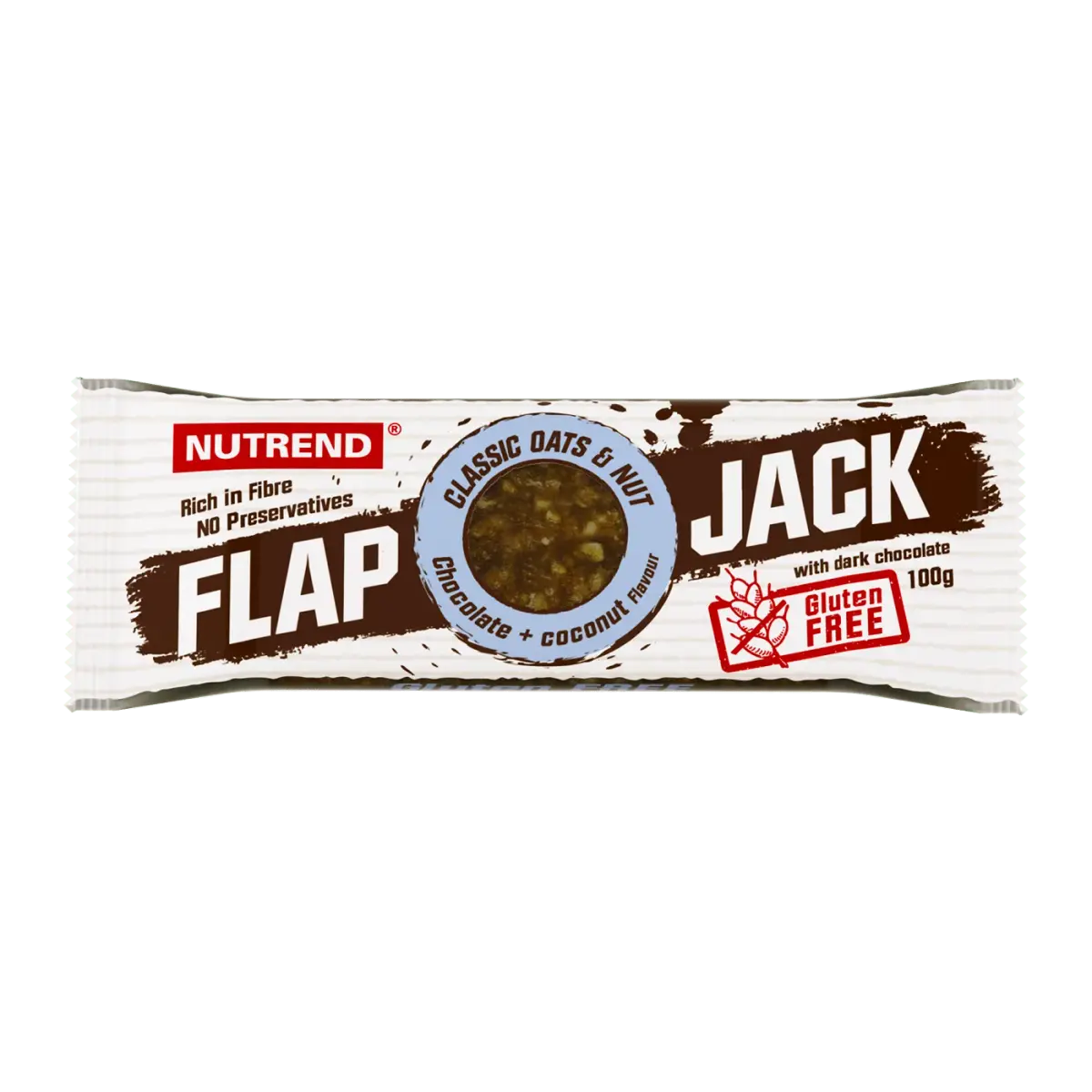 Nutrend FLAPJACK GLUTEN FREE, Шоколад и кокос в тёмном шоколаде, 100 г, Батончики
