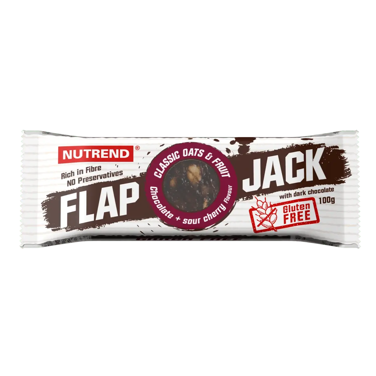 Nutrend FLAPJACK GLUTEN FREE, Шоколад и вишня в тёмном шоколаде, 100 г, Батончики