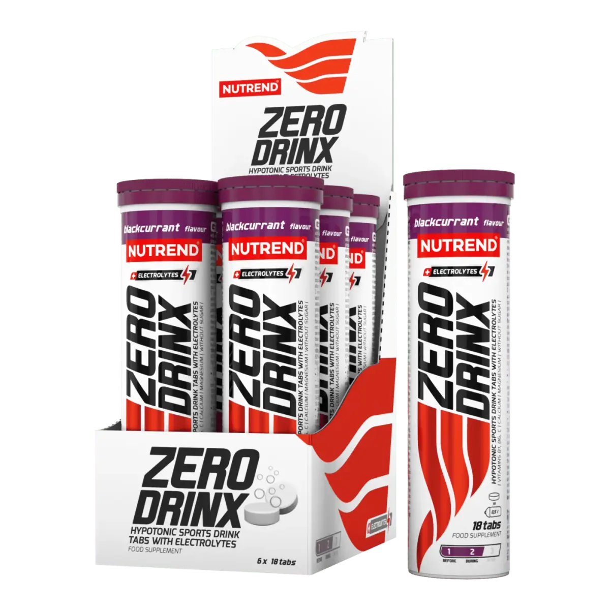 Nutrend ZERODRINX TABS, Чёрная смородина, 18 таб.lets, Энергетики и предтрен
