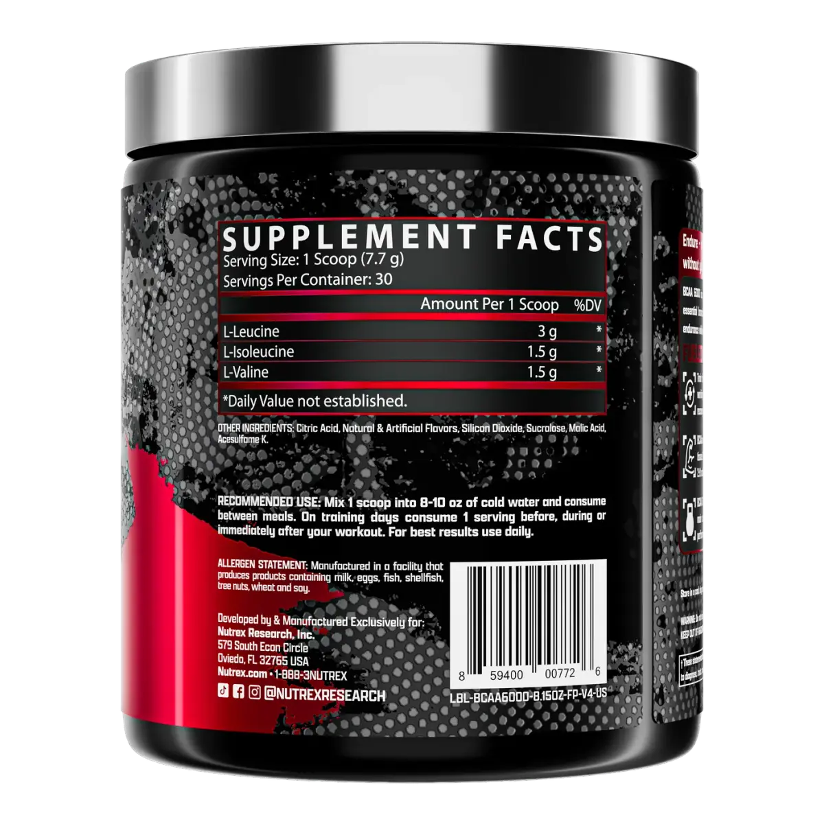 BCAA 6000: Состав на упаковке
