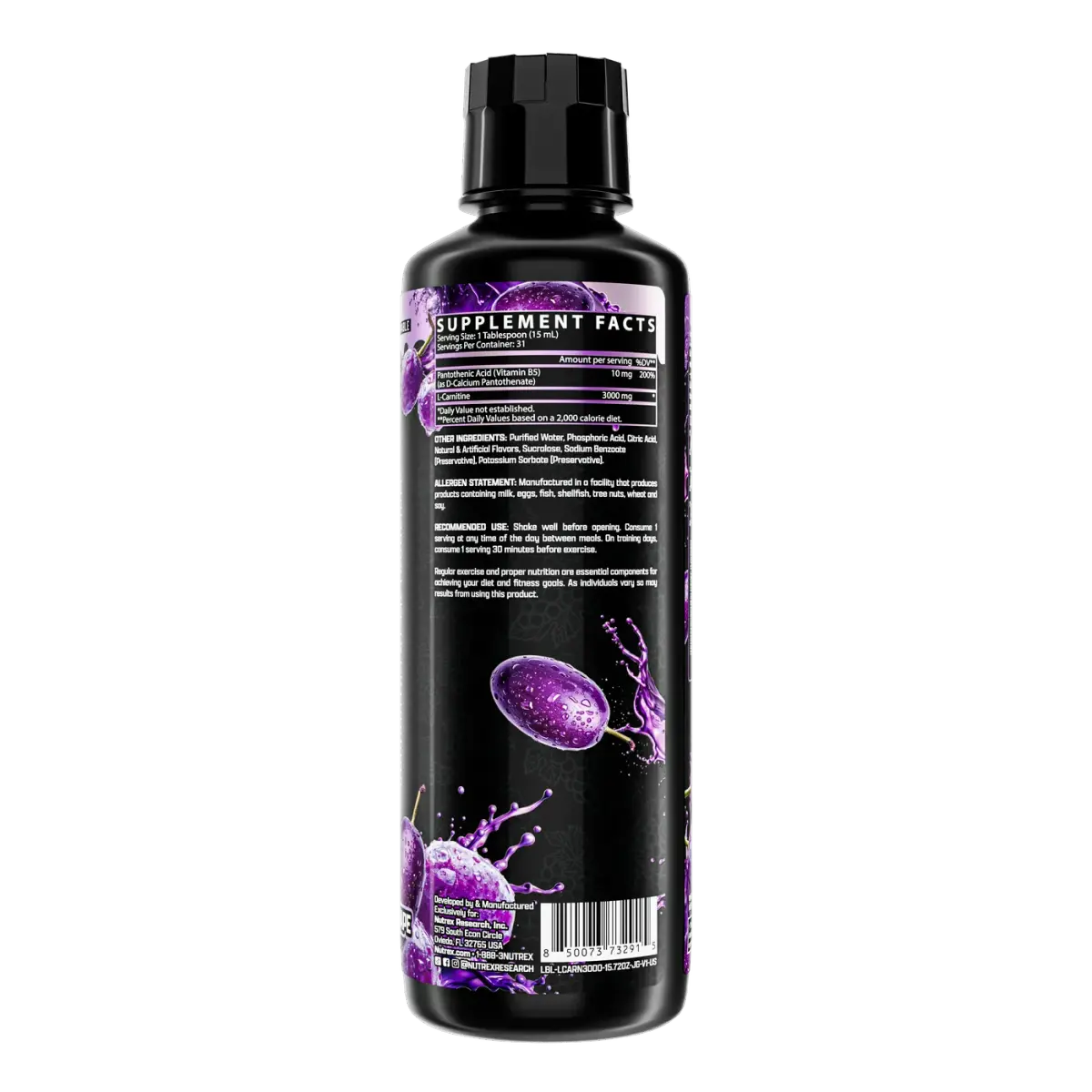 Liquid Carnitine 3000: Состав на упаковке