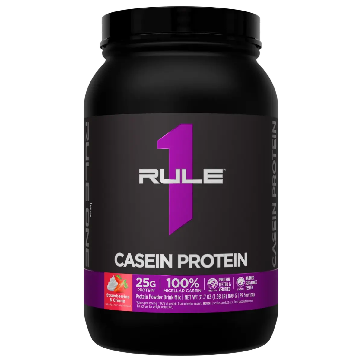 Rule 1 R1 Casein Protein, Клубника со Сливками, 1800 г, Протеин