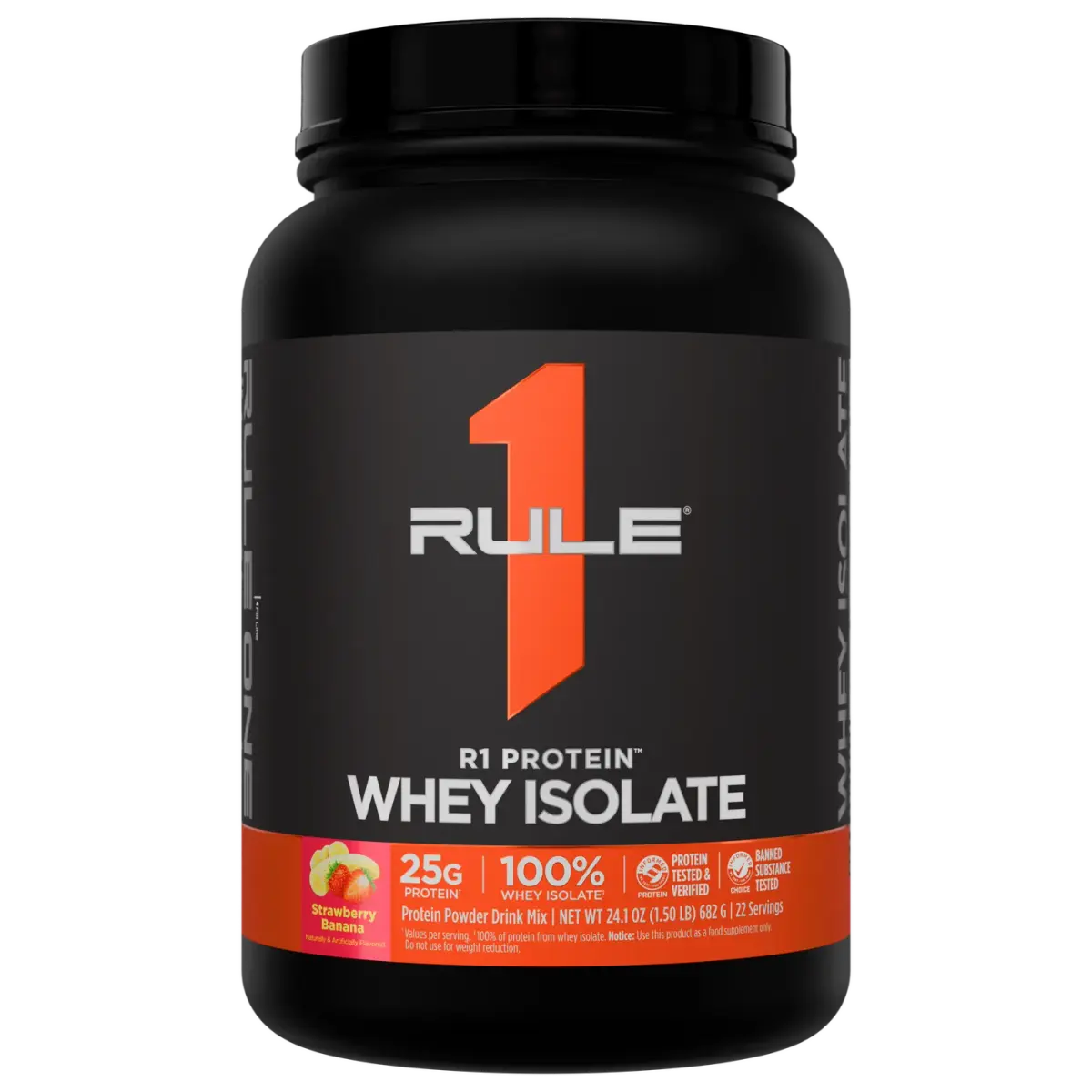 Rule 1 R1 Protein Whey Isolate, Клубника Банан, 900 г, Протеин