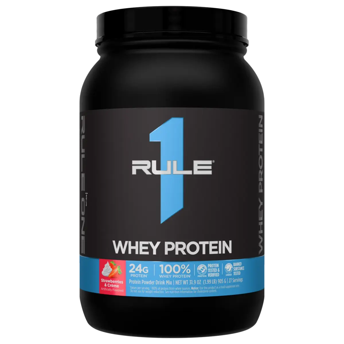 Rule 1 R1 Whey Protein, Клубника со Сливками, 900 г, Протеин